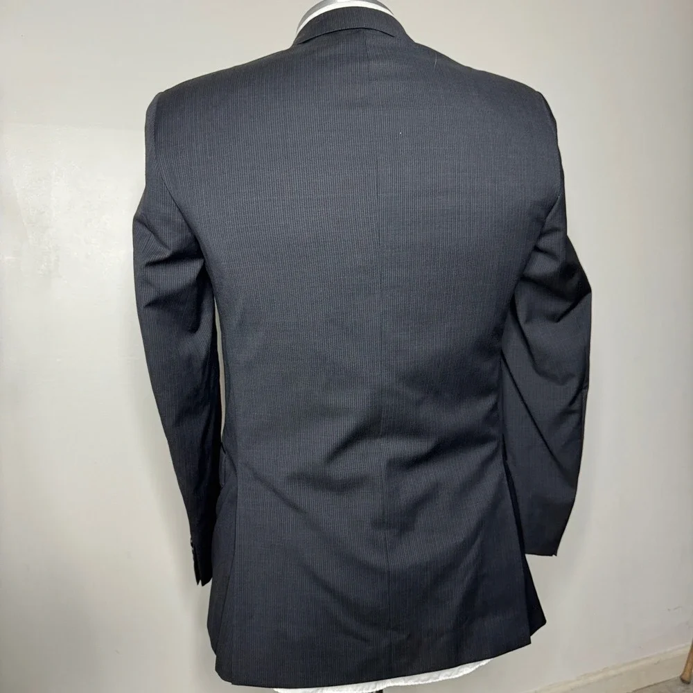 Hart Schaffner Marx Mens 42L 34W Charcoal Pinstripe‎ USA Made